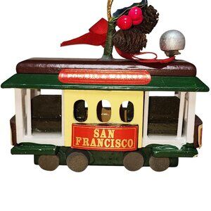 Vintage San Francisco Wood Trolley Cable Car Christmas Ornament Powell & Market